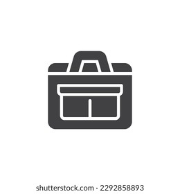 Laptop bag vector icon. filled flat sign for mobile concept and web design. Business bag glyph icon. Symbol, logo illustration. Vector graphics