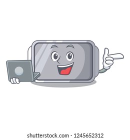 With laptop baking pan quality on isolated mascot