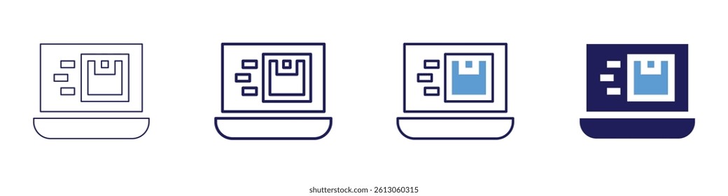 Laptop balcony icon in 4 different styles. Thin Line, Line, Bold Line, Duotone. Duotone style. Editable stroke.