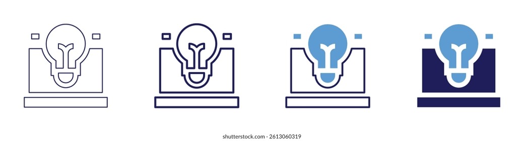 Laptop bandwidth icon in 4 different styles. Thin Line, Line, Bold Line, Duotone. Duotone style. Editable stroke.