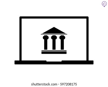 laptop, bank, icon, vector illustration eps10
