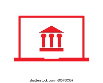 laptop, bank, icon, vector illustration eps10