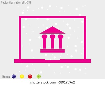 laptop, bank, icon, vector illustration eps10