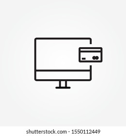 laptop banking line icon. Mobile app for finance. Online payments and money transfer symbol for web and mobile design