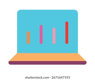  Portátil con Ilustración vectorial de ícono de gráfico de barras, análisis de datos y símbolo de crecimiento comercial