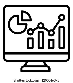 Laptop with bar graph and pie chart showing the icon of data visualization 