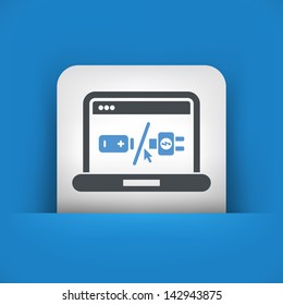 Laptop battery charge concept icon