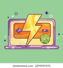 Vector de concepto de carga de batería para portátiles
