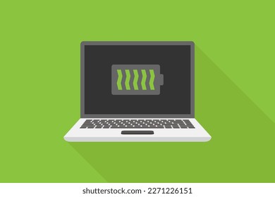 Laptop and battery notification icon flat design vector illustration