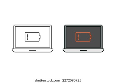 Laptop and battery notification icon vector design