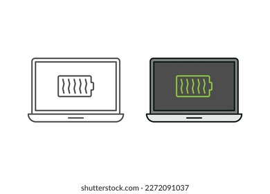 Laptop and battery notification icon vector design
