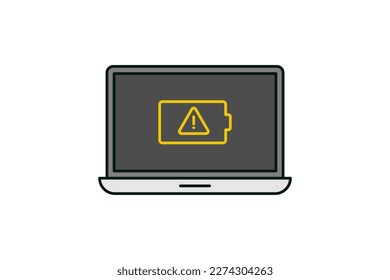 Laptop and battery notification icon vector design
