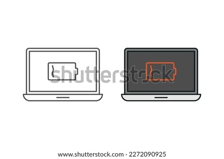 Laptop and battery notification icon vector design