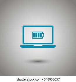 Laptop with battery vector icon