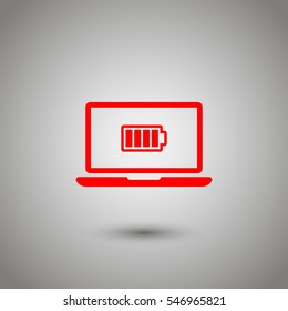 Laptop with battery vector icon