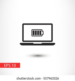 Laptop with battery vector icon