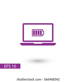 Laptop with battery vector icon