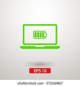 Laptop with battery vector icon