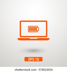 Laptop with battery vector icon
