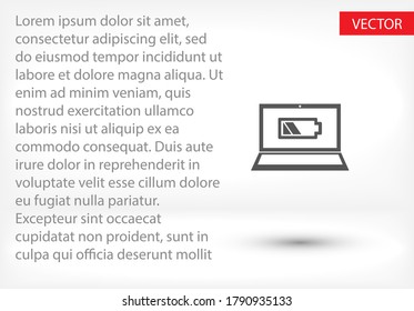 laptop  battery  vector icon . Lorem Ipsum Flat Design 