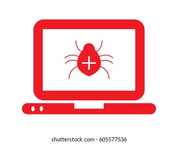 laptop, beetle, icon, vector illustration eps10