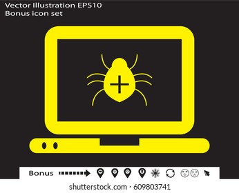 laptop, beetle, icon, vector illustration eps10