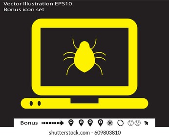 laptop, beetle, icon, vector illustration eps10