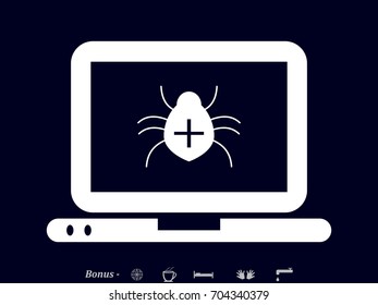 laptop, beetle icon, vector illustration eps10