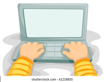 A Laptop being used by a Child - Vector