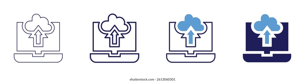Laptop benchmark icon in 4 different styles. Thin Line, Line, Bold Line, Duotone. Duotone style. Editable stroke.