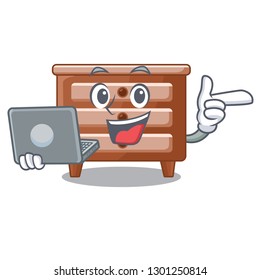 With laptop bidside table in shape cartoon wood