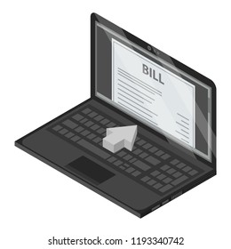 Laptop bill icon. Isometric of laptop bill vector icon for web design isolated on white background