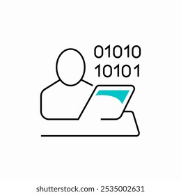 vetor de sinal de ícone de programação de código binário do laptop