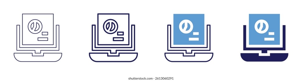Laptop bioscreen icon in 4 different styles. Thin Line, Line, Bold Line, Duotone. Duotone style. Editable stroke.