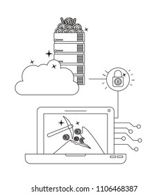 laptop with bitcoin commerce technology icon