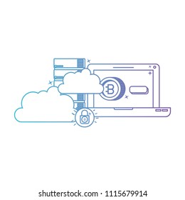 laptop with bitcoin commerce technology icon