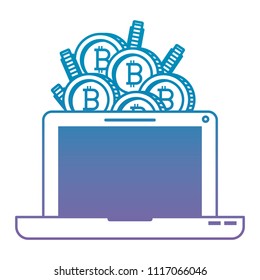 laptop with bitcoin commerce technology icon