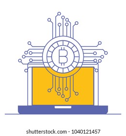 laptop with bitcoin money