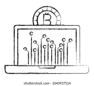 laptop with bitcoin money