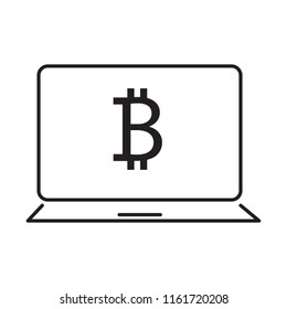 laptop and bitcoin vector icon desing illustration