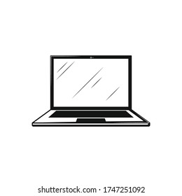 Laptop Black flat design Icon Isolated on white background