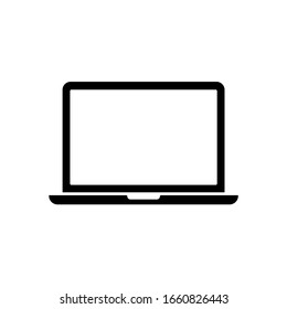 Laptop black icon isolated on white background. Computer symbol for your web site design, logo, and more.