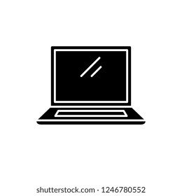 Laptop black icon, vector sign on isolated background. Laptop concept symbol, illustration 