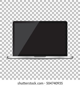 Laptop with black screen flat icon. Computer vector illustration on isolated background.