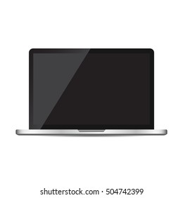 Laptop with black screen flat icon. Computer vector illustration on white background.