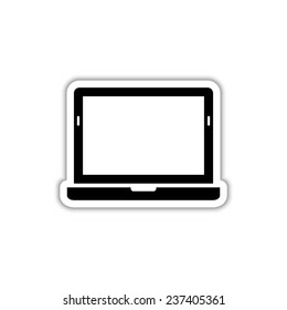 Laptop  - black vector icon with shadow