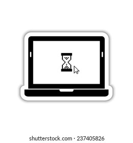 Laptop  - black vector icon with shadow