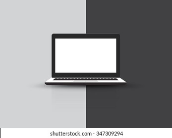 laptop black white screen template vector