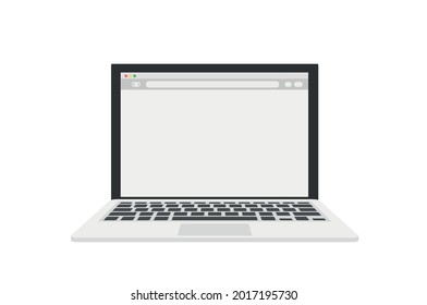 Laptop with blank browser window in a flat design