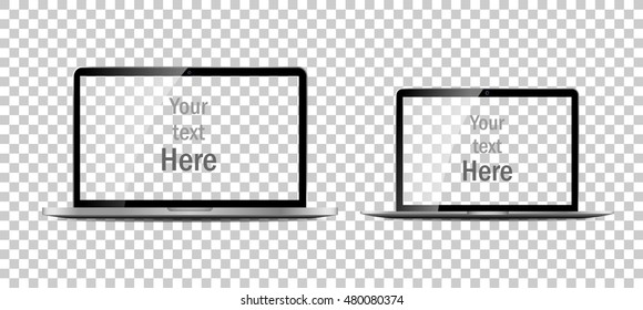 laptop with blank empty screen.  Vector illustration of notebook computer.  New modern devices 